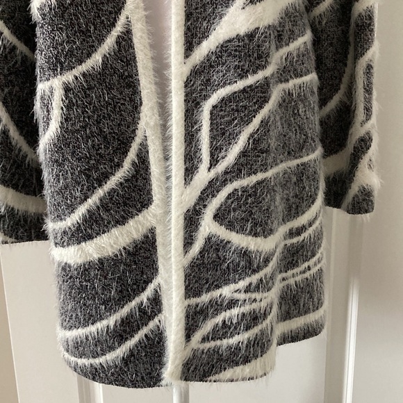 Alfani small open long cardigan black and white - Picture 6 of 14